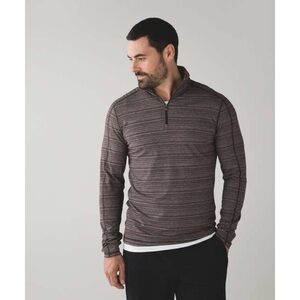 Lululemon Surge Warm 1/2 Zip Polar Night Stripe Black Cherry Gator Green